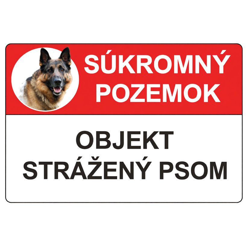 Tabuľka - Súkromný pozemok, objekt strážený psom