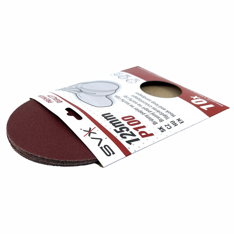 Brúsny papier na suchý zips - kruh 125 mm P100 -10 ks