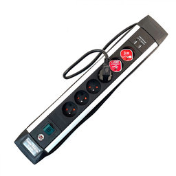 Predlžovací kábel 6-zásuvkový, Premium-Alu-Line s USB nabíjačkou