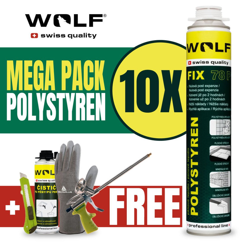 Montážne lepidlo (PUR) pištoľové - na Polystyrén - 10 ks MEGA PACK 750ml
