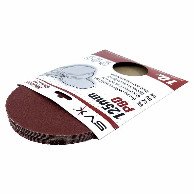 Brúsny papier na suchý zips - kruh 125 mm P80 - 10 ks