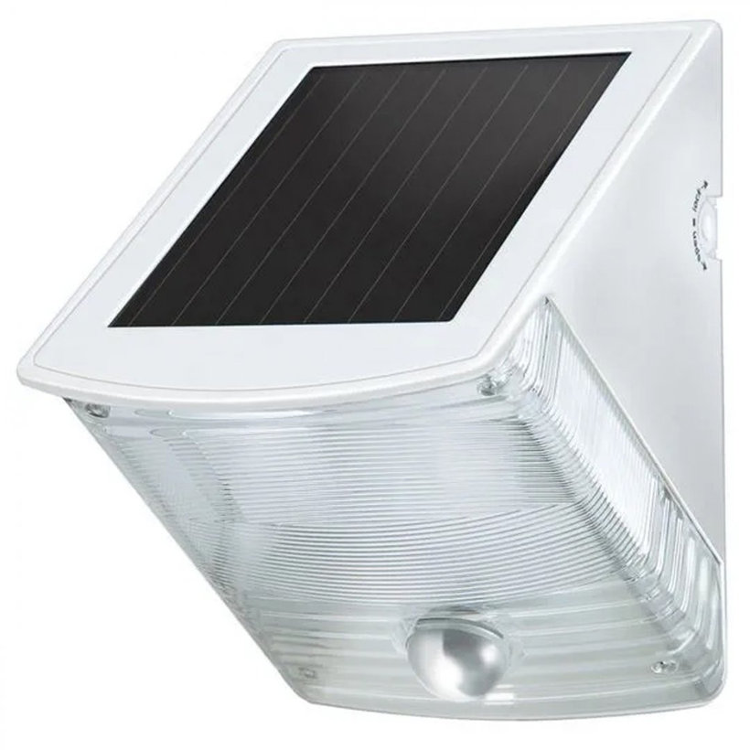 Solárne LED nástenné svetlo s pohybovým PIR detektorom šedobiele