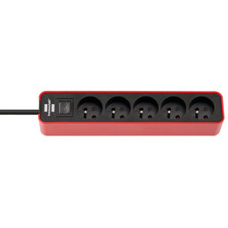 Predlžovací kábel Ecolor 5 zásuviek čierna/červená