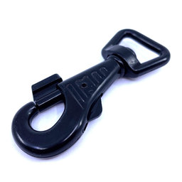 Karabína otočná s prelisom a poistkou čierna 82x20mm