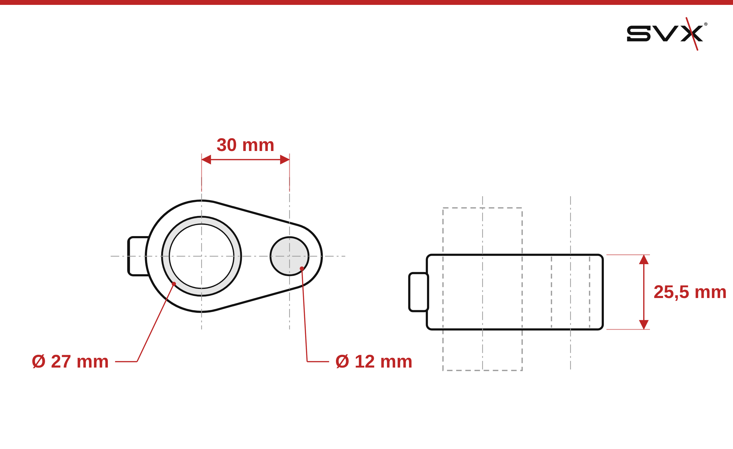 Bránová spojka samica 27 mm – rozmery v mm
